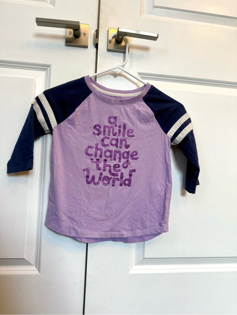 Cat & Jack Lavender and Navy Raglan Long Sleeve Tee